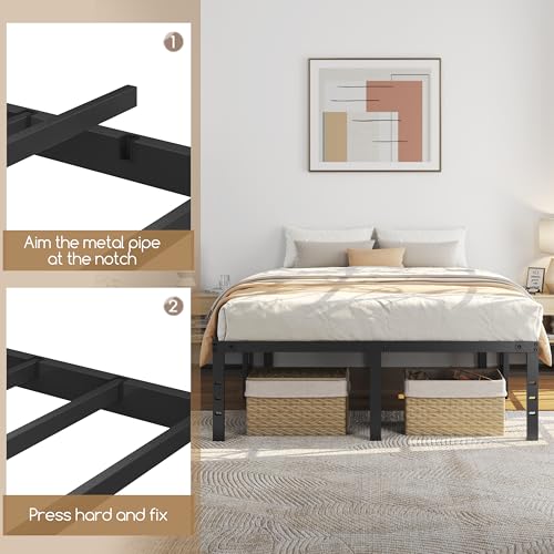 14 Inch Full Metal Platform Bed Frame with Under Bed Storage Q25208