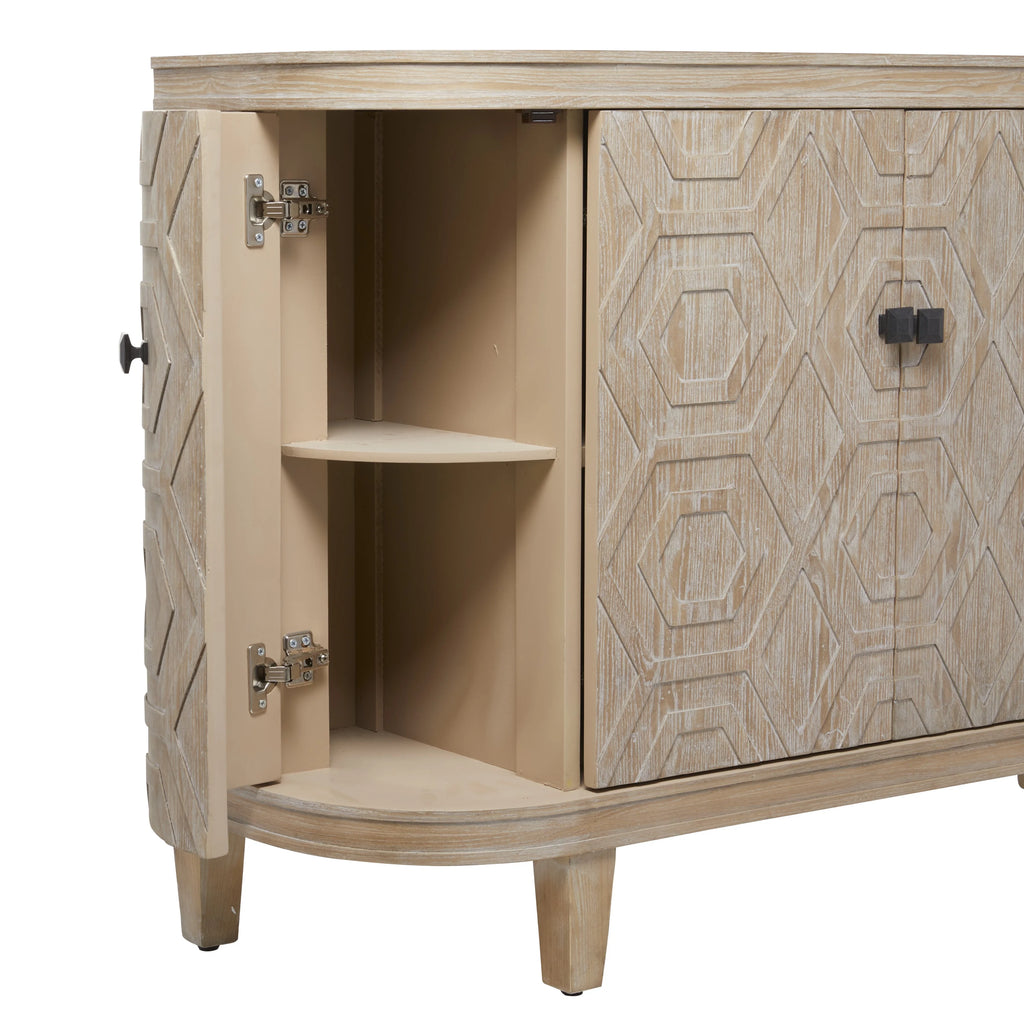 Wood Traditional Cabinet with Hexagonal Pattern L254