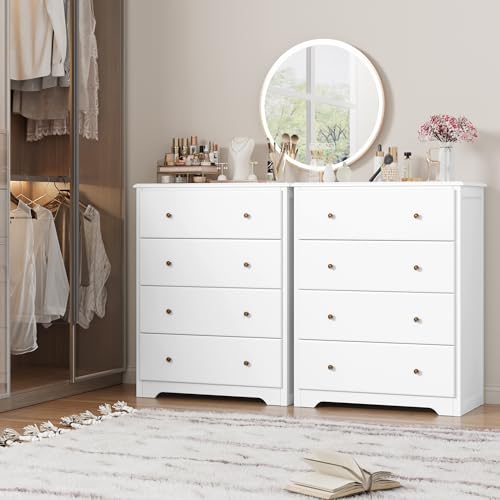 White 4 Drawer Wood Dresser C718