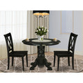 Round 42 Inch Table and 2 Wood Seat Chairs Y43315