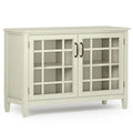 Antique White Solid Wood 46 inch Wide Low Storage Cabinet L24262