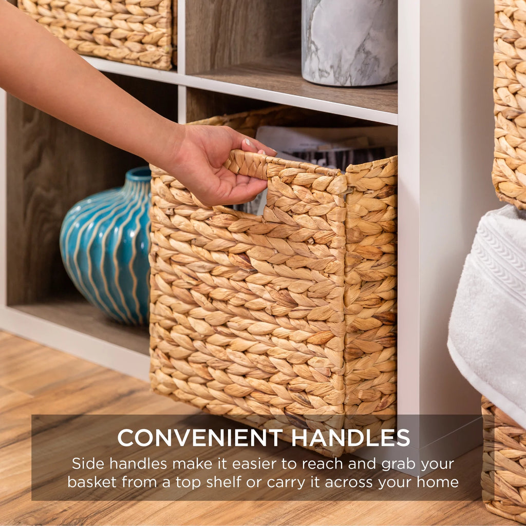 12x12in Hyacinth Baskets, Set of 5 Collapsible Organizers N1768