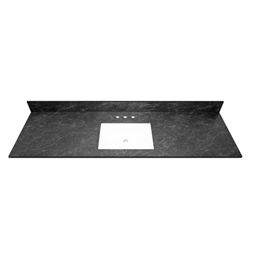 Black Vanity Top with Single White Sink Z977
