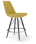 Bar Stool Natural Tubes Chrome Wires Turquoise Wool B5205