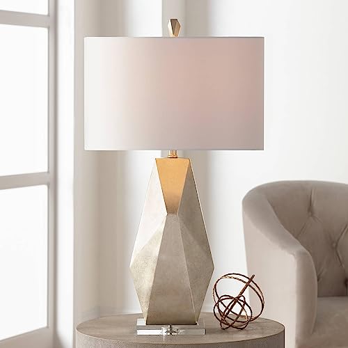 32 1/2" Tall Geometric Mid Century Modern End Table Lamps Set of 2 Champagne Gold J4175