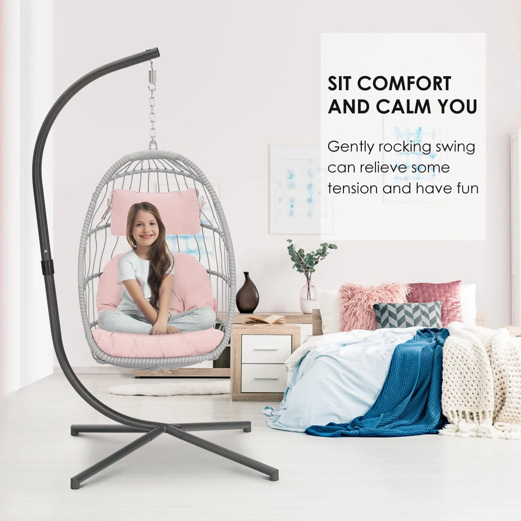 Hanging Egg Chair with Stand and Cushion G82372