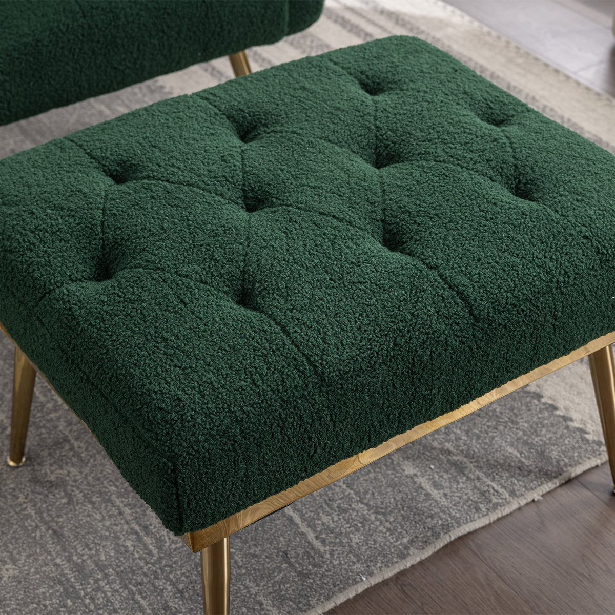 Green Tufted Accent Chair with Ottoman N6902