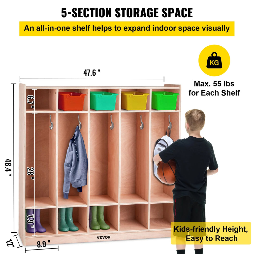 5 Grids Plywood Birch Coat Locker Z423769