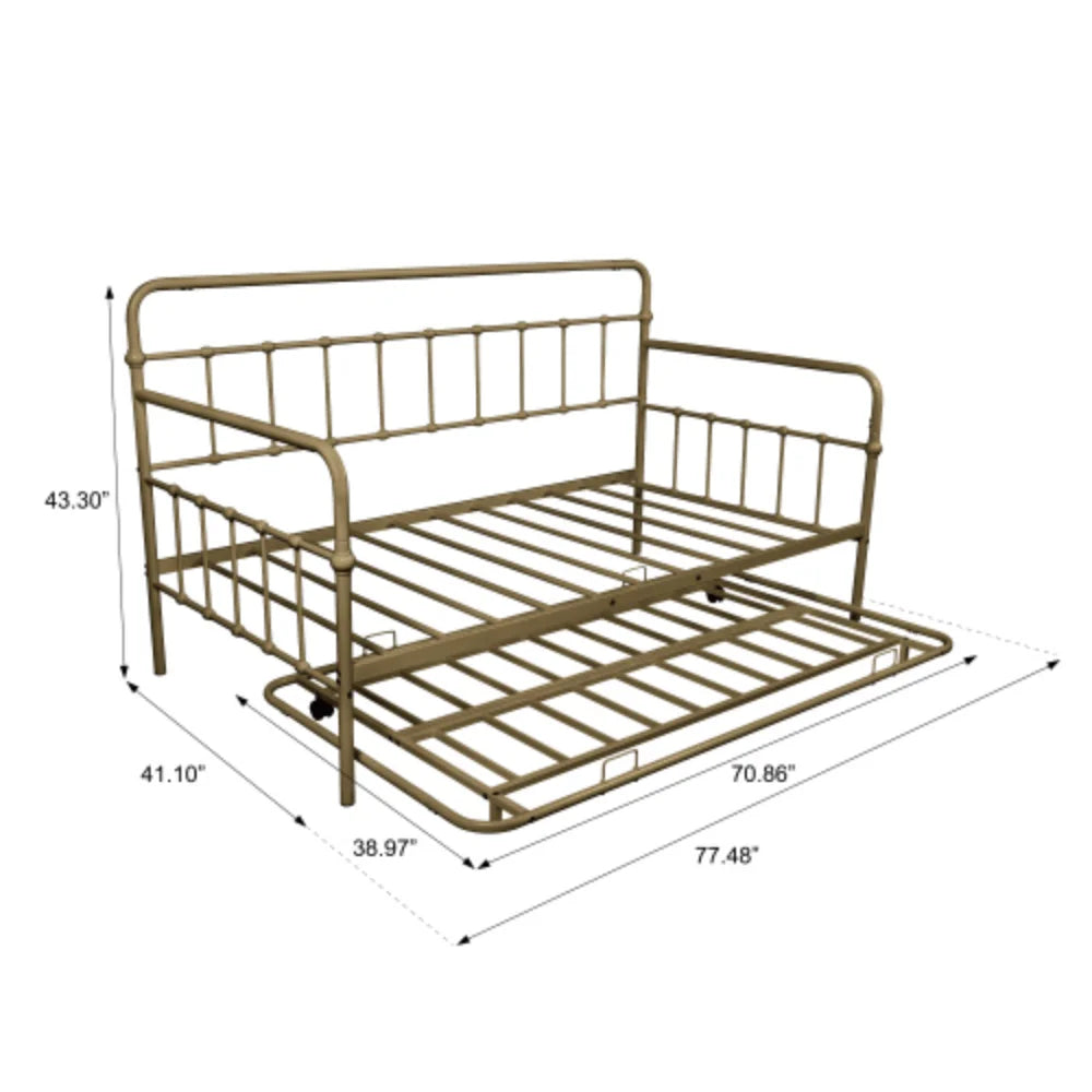 Metal Frame Daybed with Trundle S217