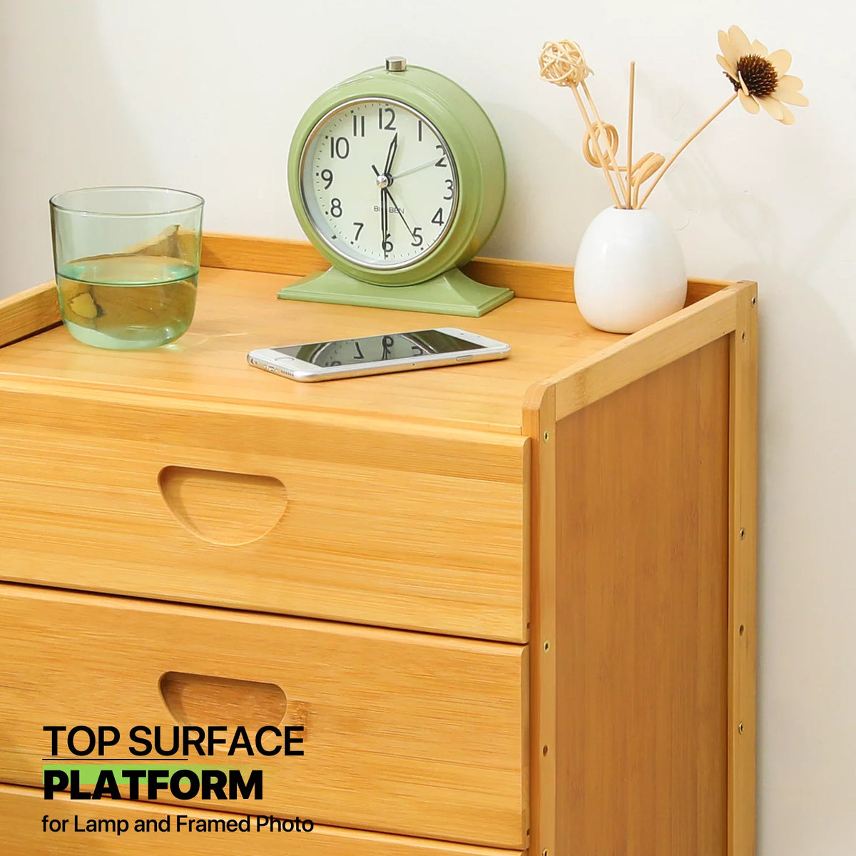 Bamboo 3 Tiers 3 Drawers Nightstand C49764