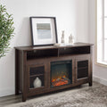 58-inch 2-Door Fireplace TV Stand Console Brown O354
