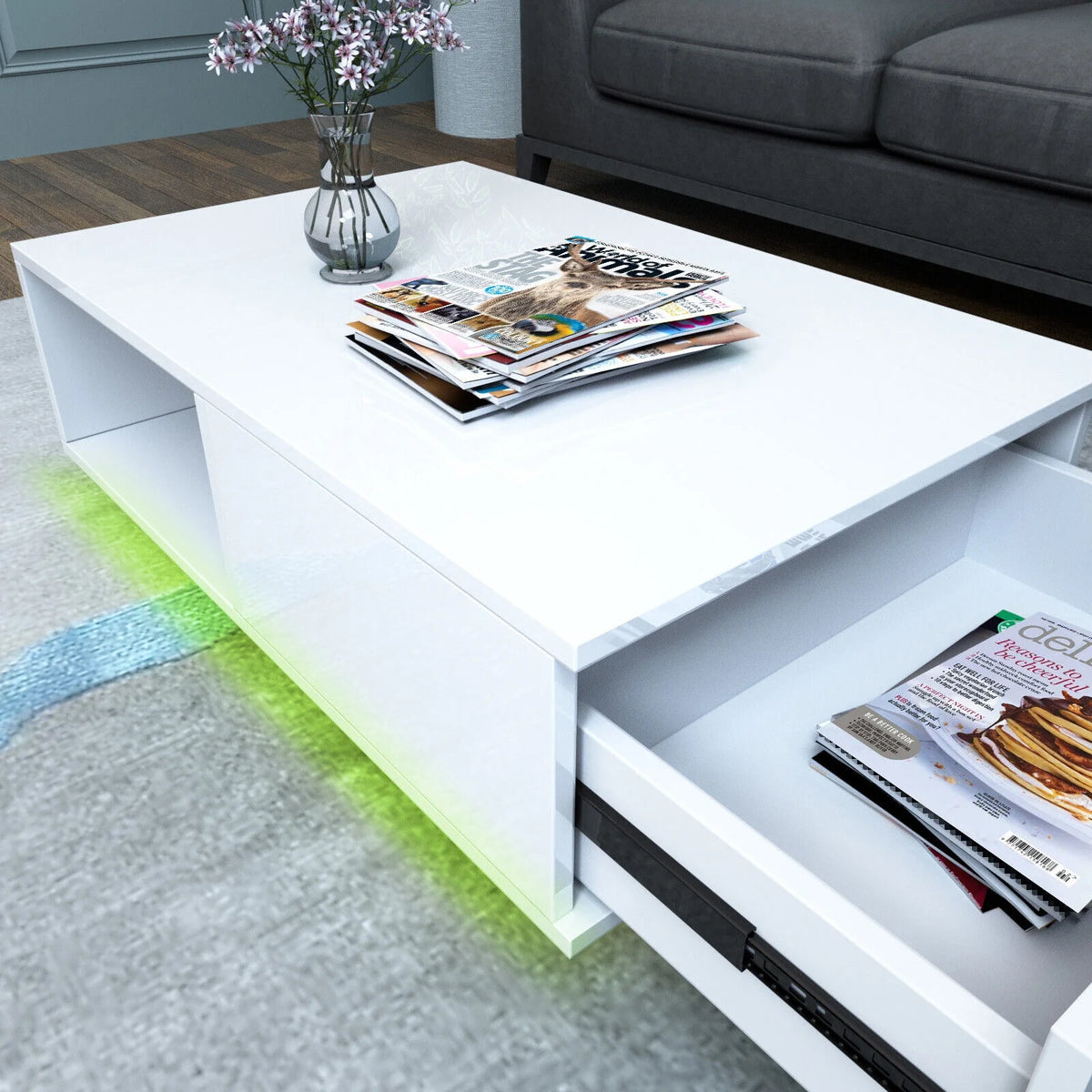 Oversized High Gloss Coffee Table with Drawer Z67442