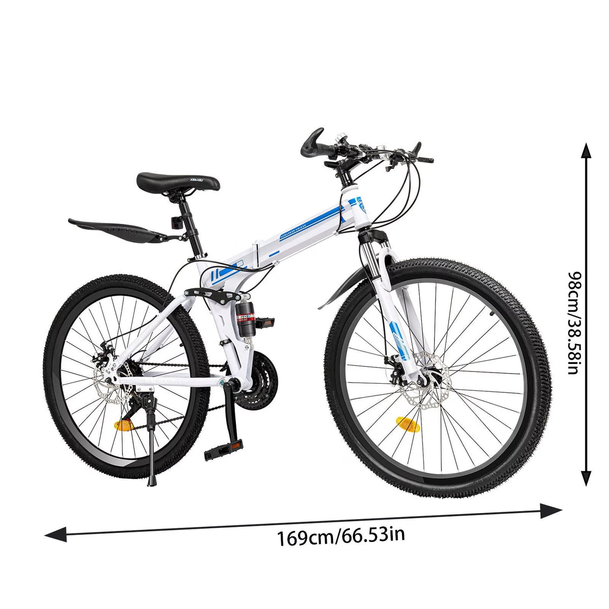 26 Mountain Folding Bike 21-Speed High-Carbon Steel Bicycle with Dual Disc-Brake K7754