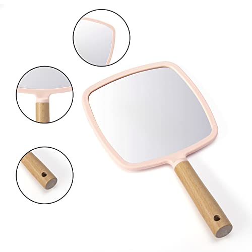 Hand Held Wood Mirror with Handle Y234138