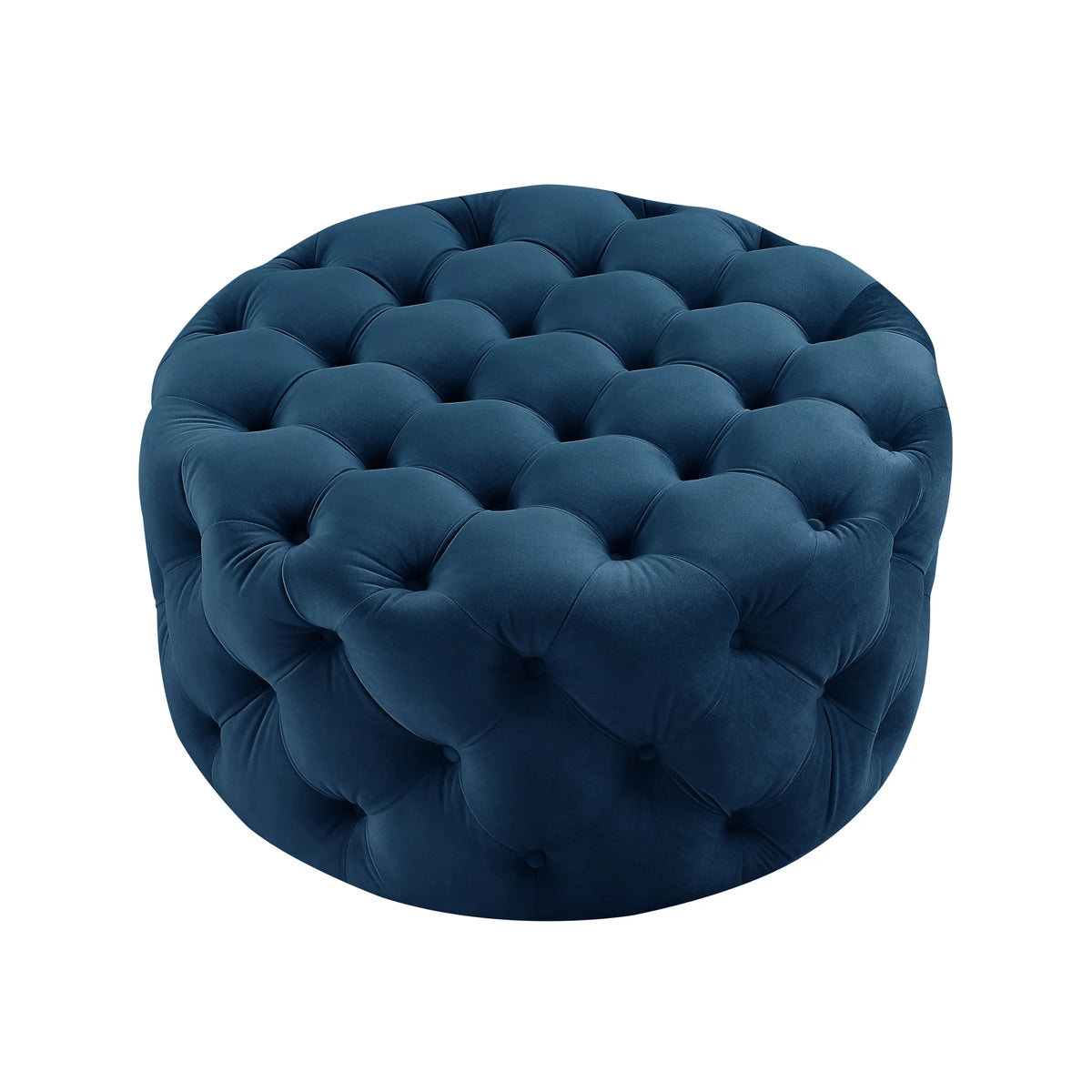 Navy Velvet Tufted Round Cocktail Ottoman Z734