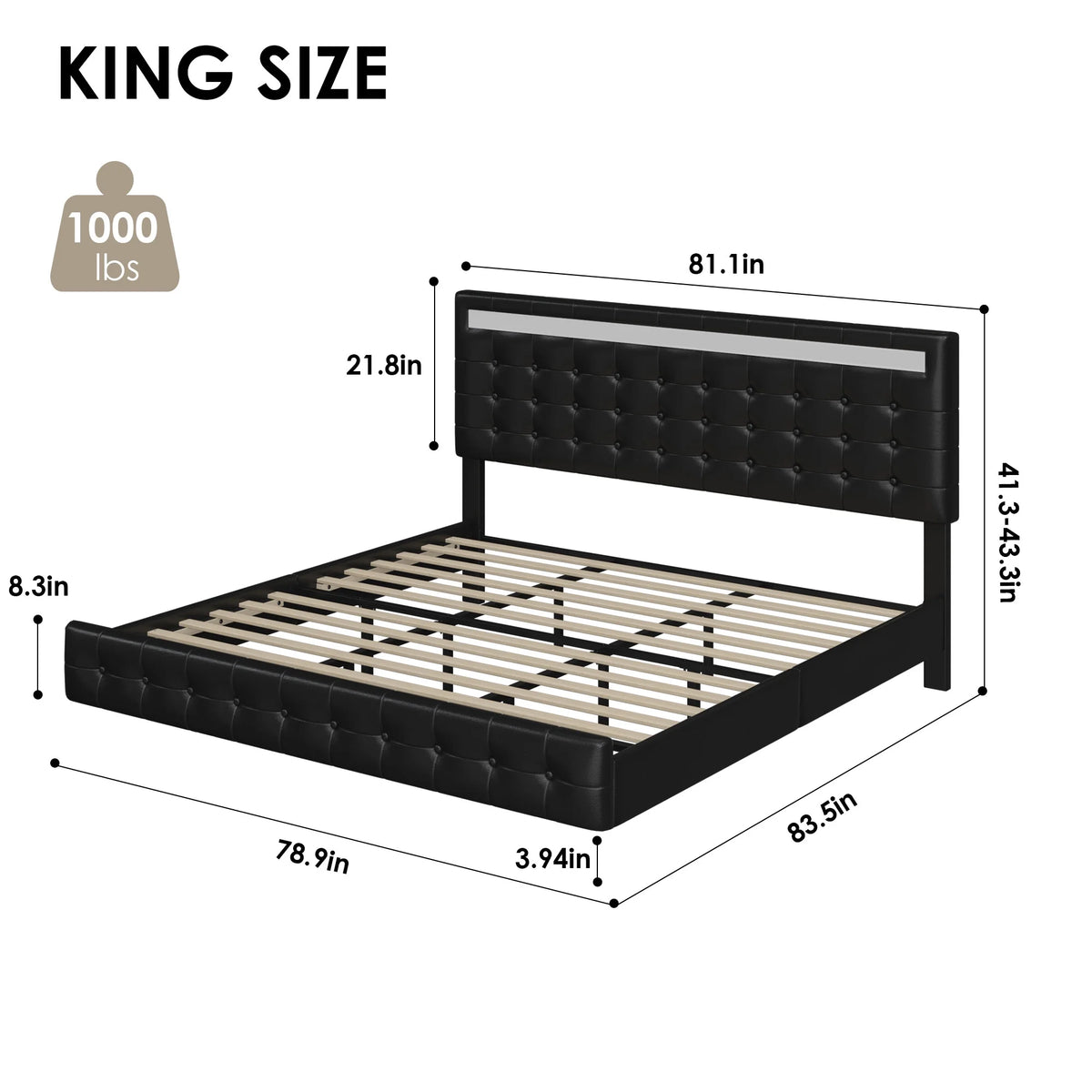 King LED Platform Bed with Under Bed Storage S7761