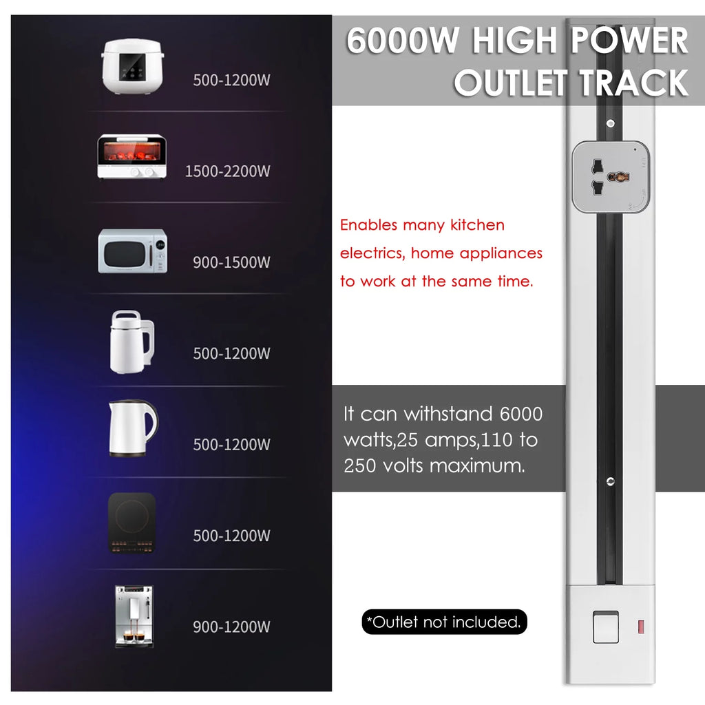 Surface Mounted Power Outlet Track 60cm Aluminum Alloy K20530