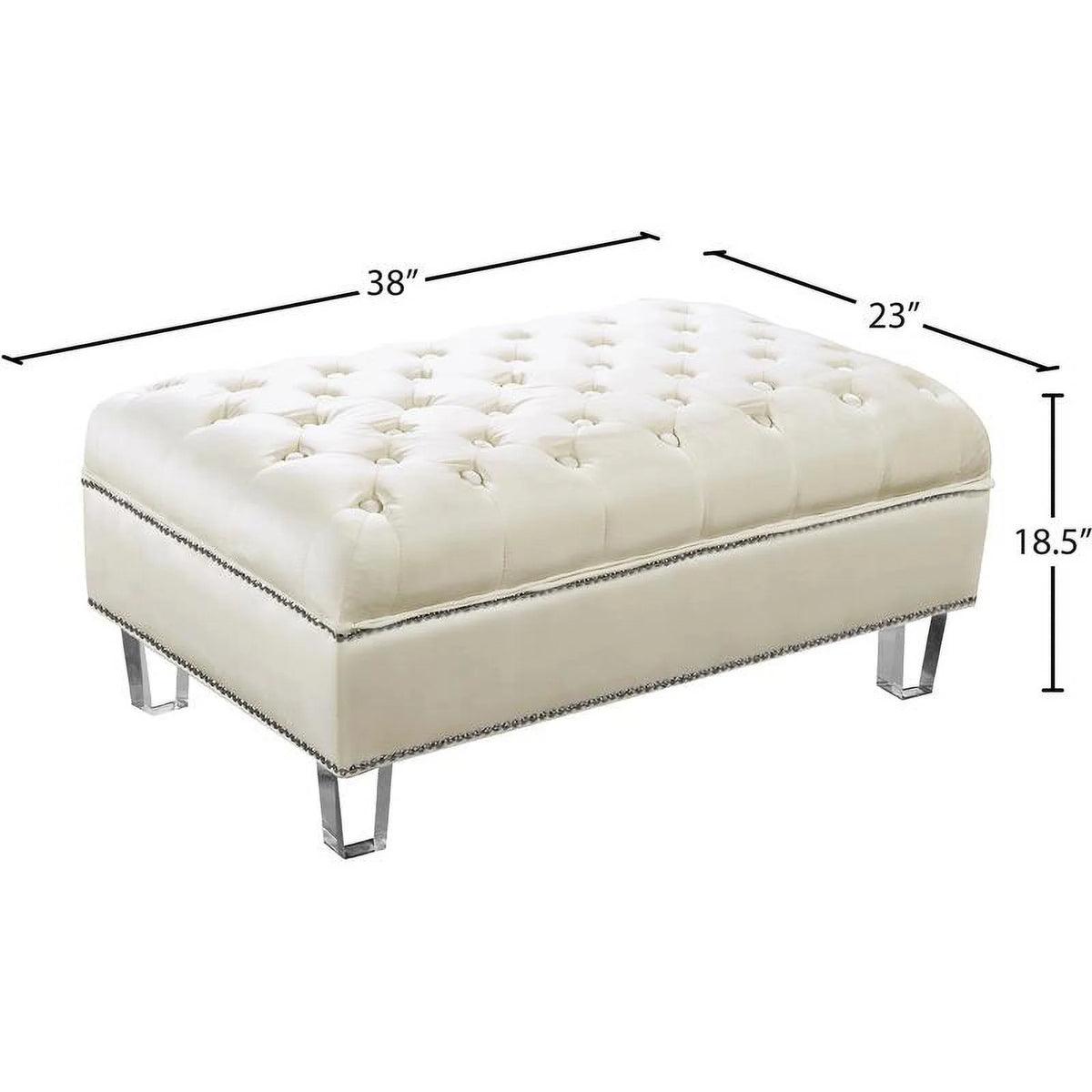 Cream Velvet Ottoman C9150