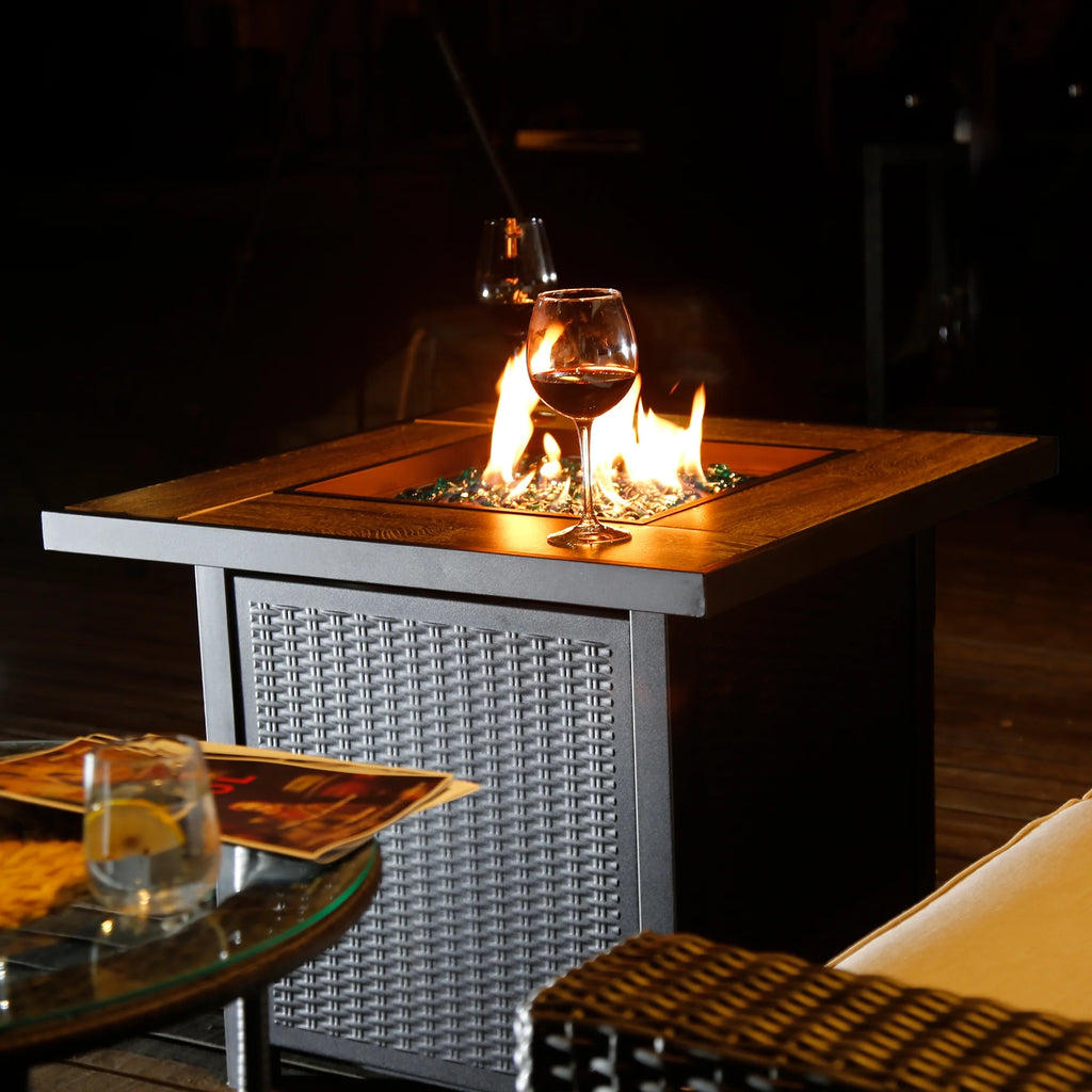 30'' Square Propane Gas Fire Pit Table Black B12046