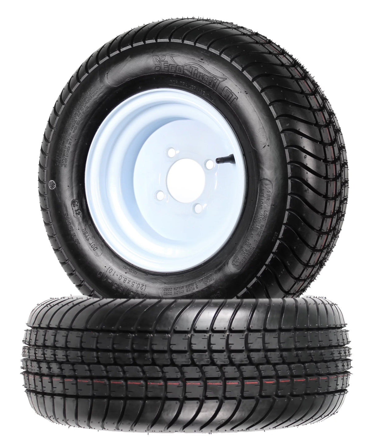 2-Pack Trailer Tires On Rims 20.5 X 8 X 10 White Wheel P1282