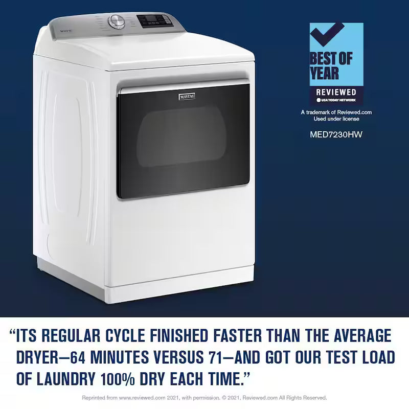 White Gas Vented Dryer with Steam J16687