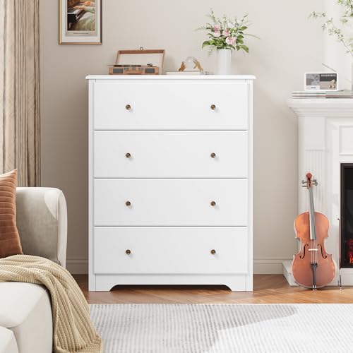 White 4 Drawer Wood Dresser C718