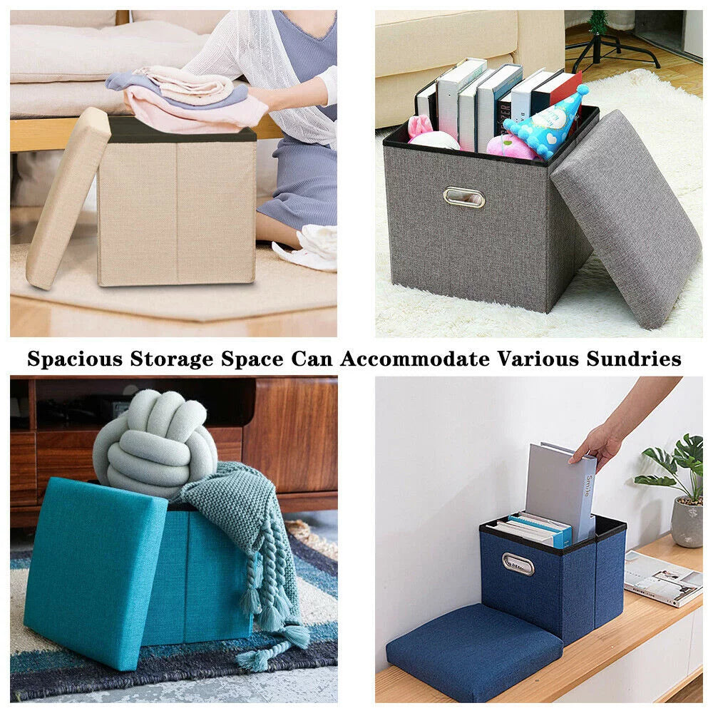11.8'' Linen Foldable Storage Ottoman E89745
