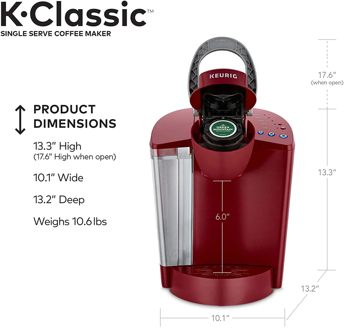 Single Serve Coffee Maker, 6 to 10 oz Brew Sizes Y658