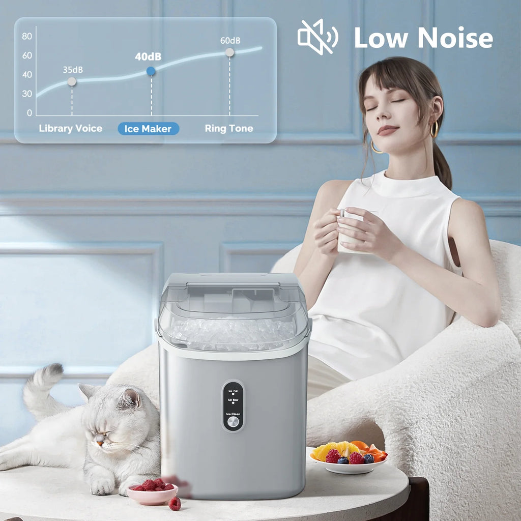 Nugget Ice Maker Countertop with Soft Chewable Pellet Ice, 34lbs/24H, Self-Cleaning, Gray F51348