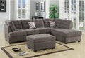Charcoal Waffle Suede Sectional Sofa with Pillows Q49718