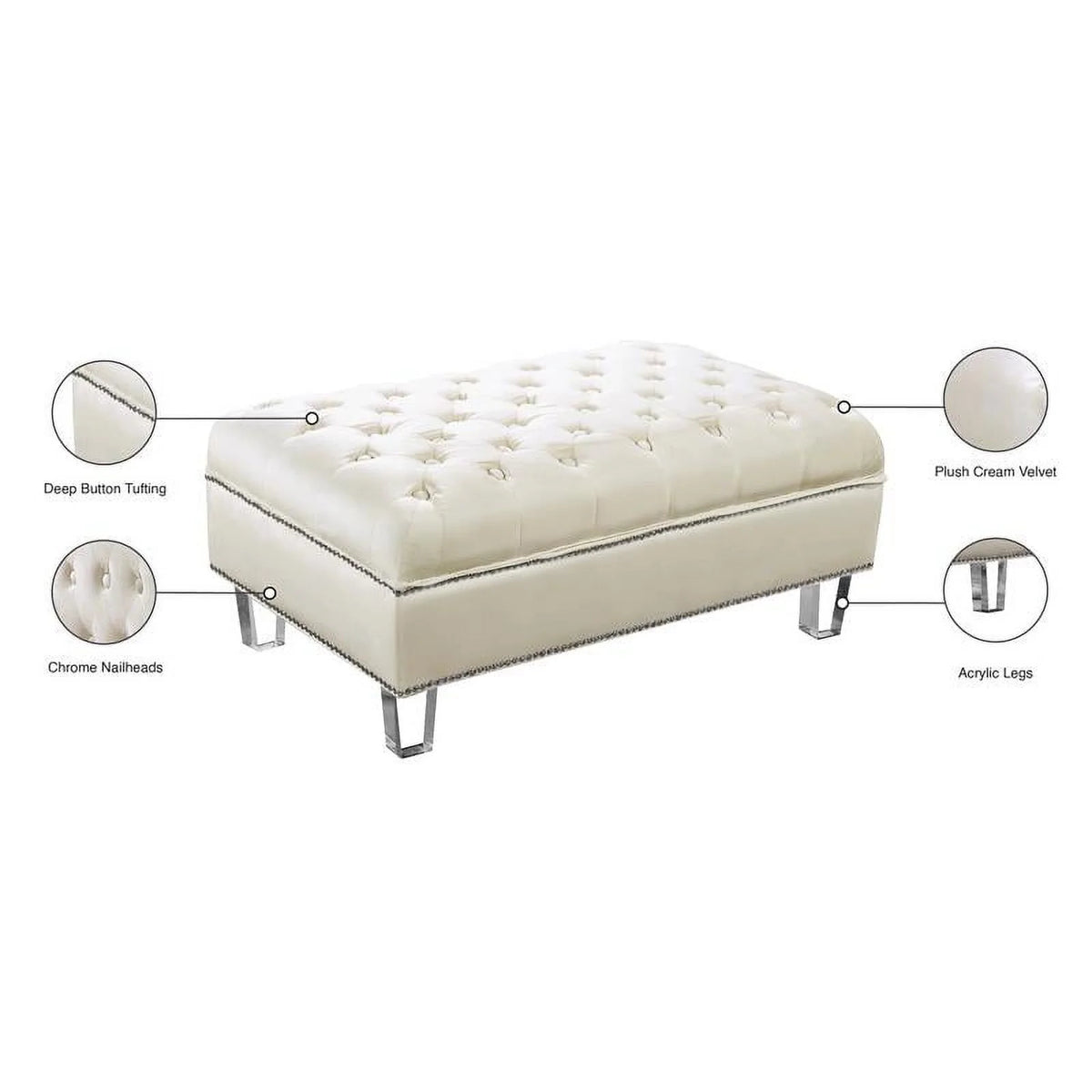 Cream Velvet Ottoman C9150