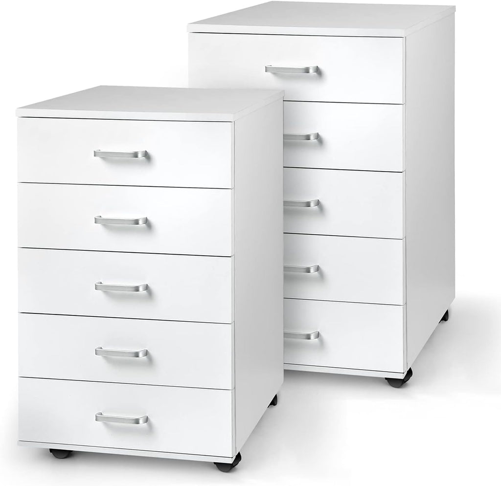 White 5 Drawer Mobile Office Cabinet S82836