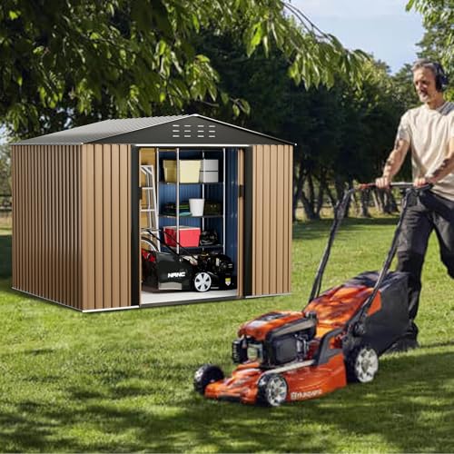 8FT x 6FT Metal Outdoor Storage Shed with Door Lock W28772