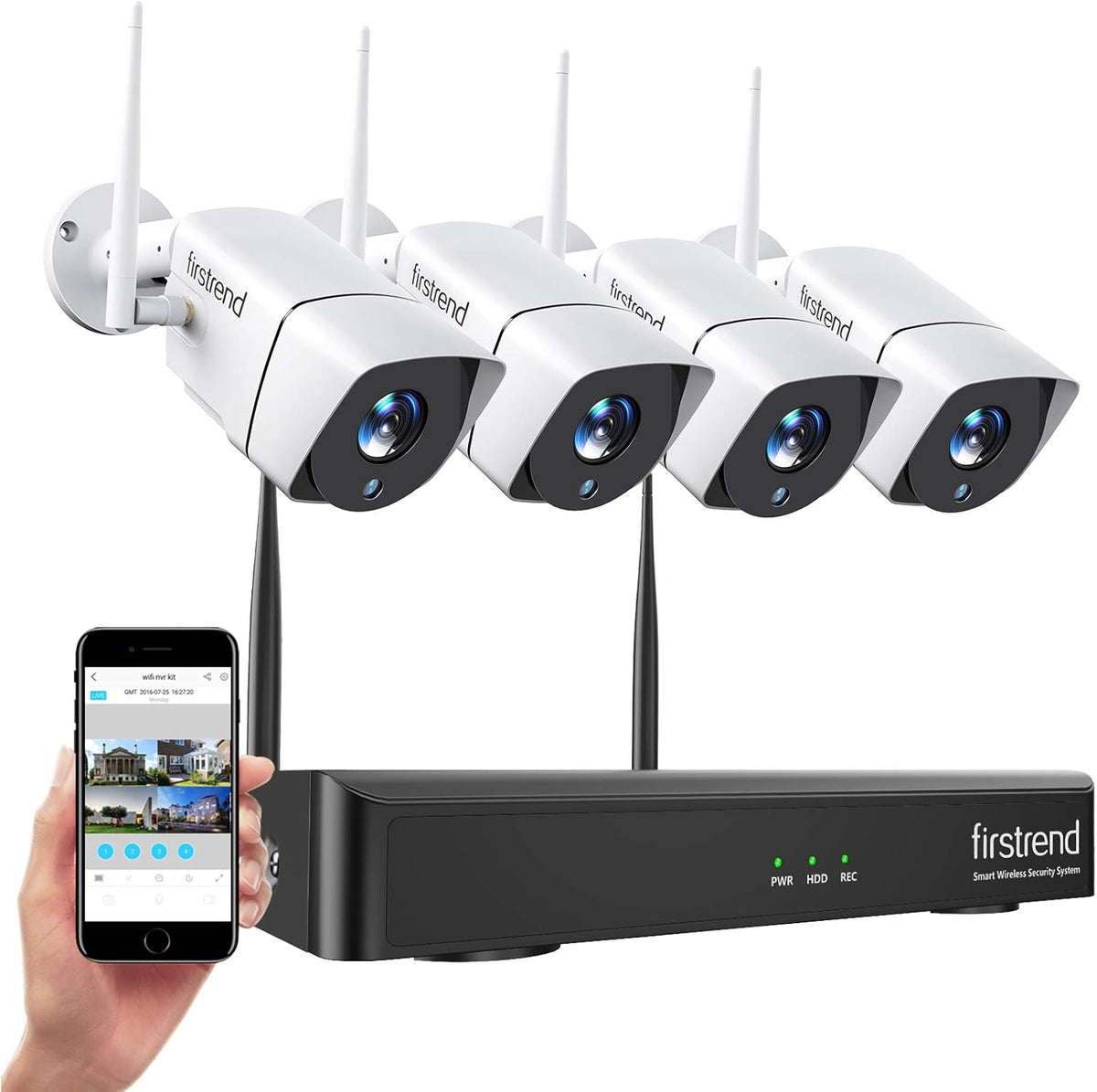 Wireless 1080P 8CH Security Camera System with 4pcs 2MP Cameras 1TB HDD Night Vision M6725