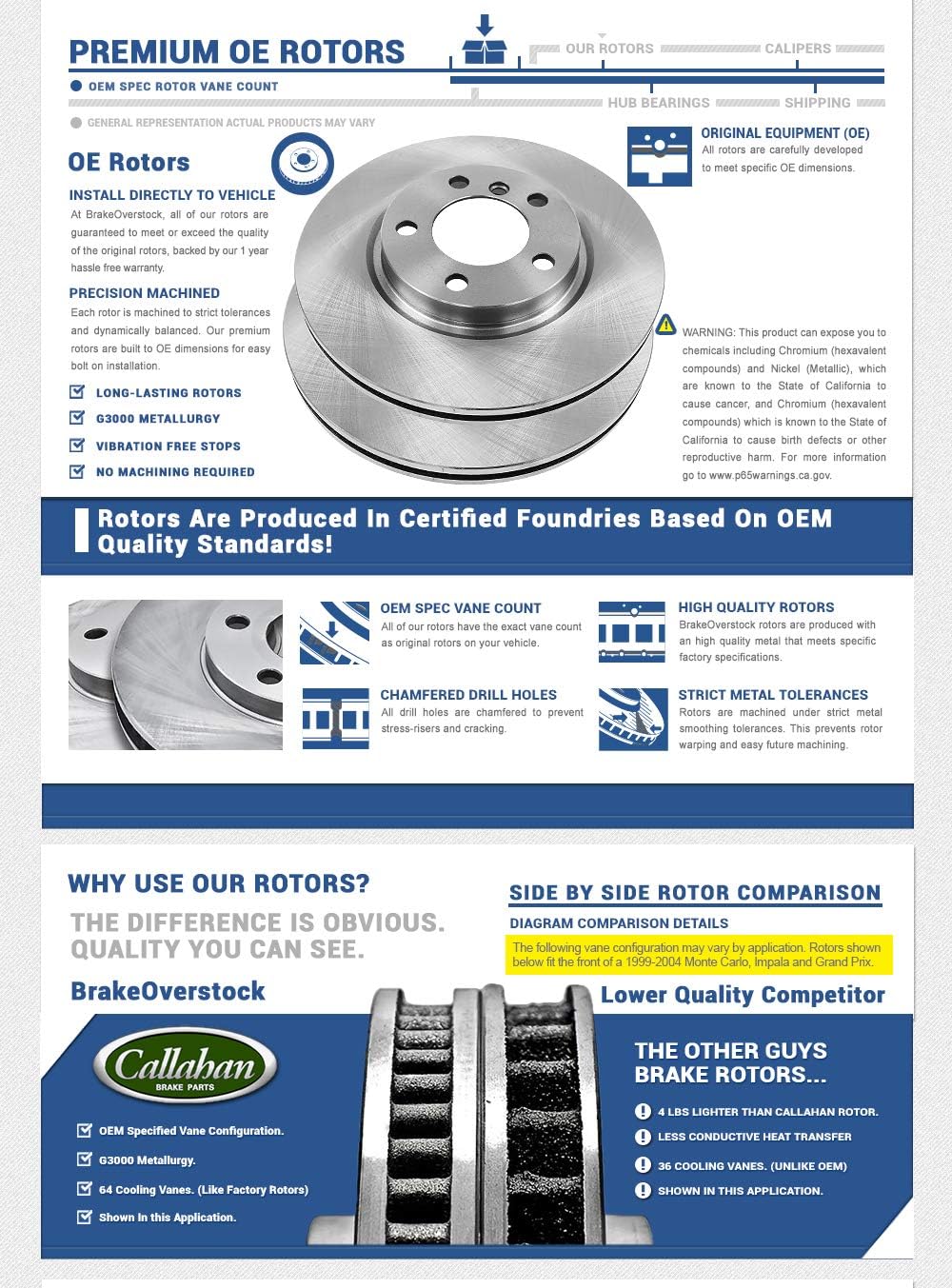 267 mm Brake Disc Rotors + Ceramic Brake Pads + Clips I6893