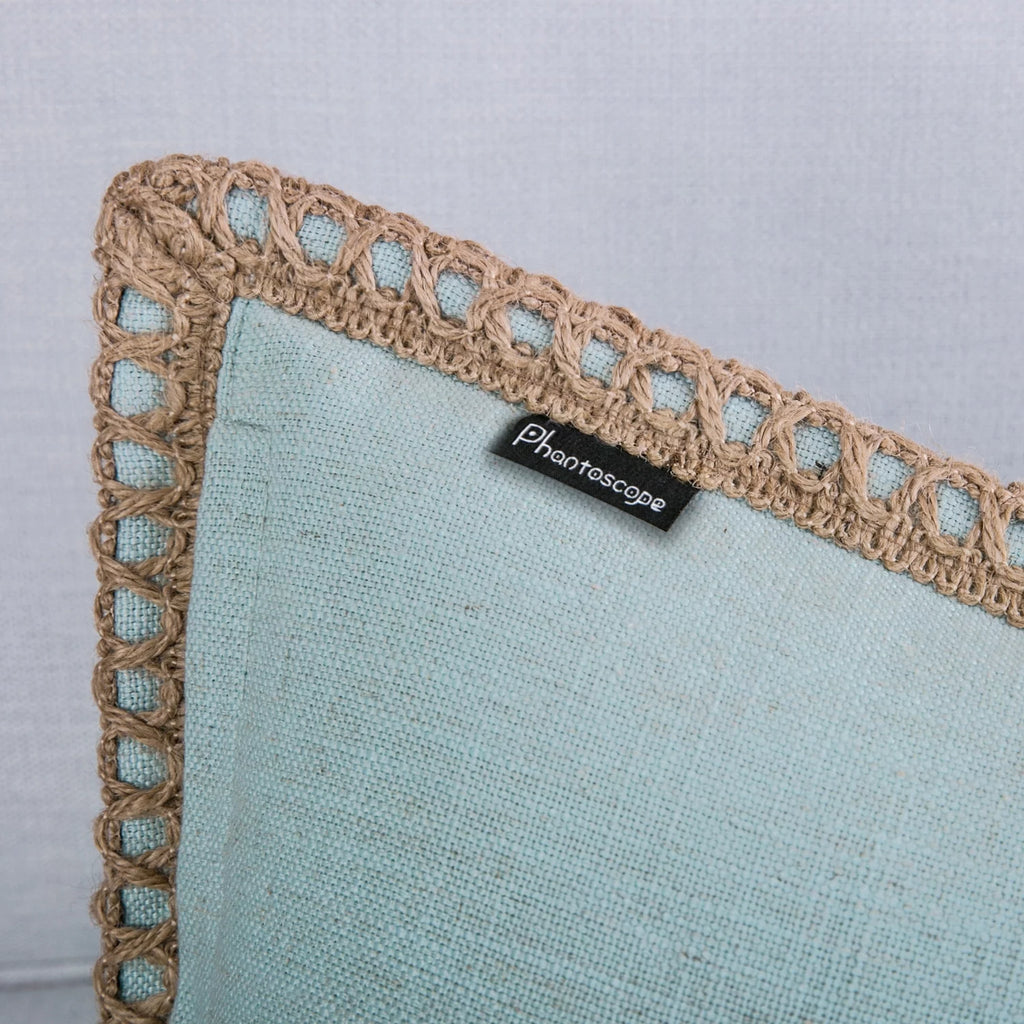 Light Blue Linen Throw Pillow, 18" x 18", 1 Pack Z29350