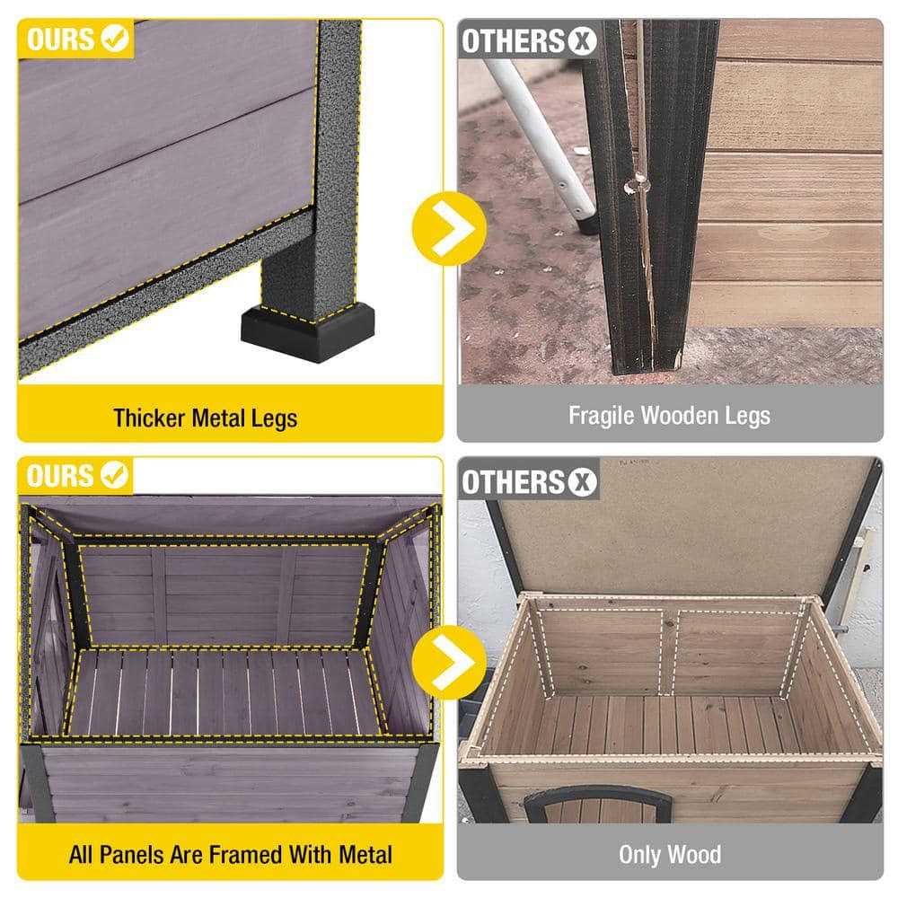 Outdoor Dog House with Porch Iron Frame R762372