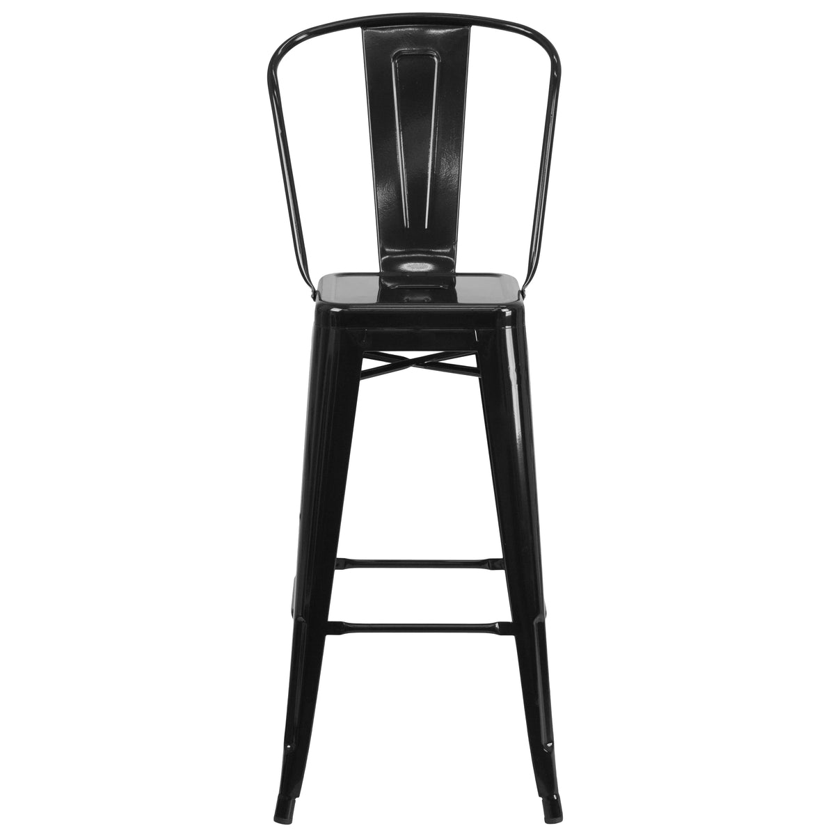 Black Metal Indoor-Outdoor Barstool with Removable Back V244570