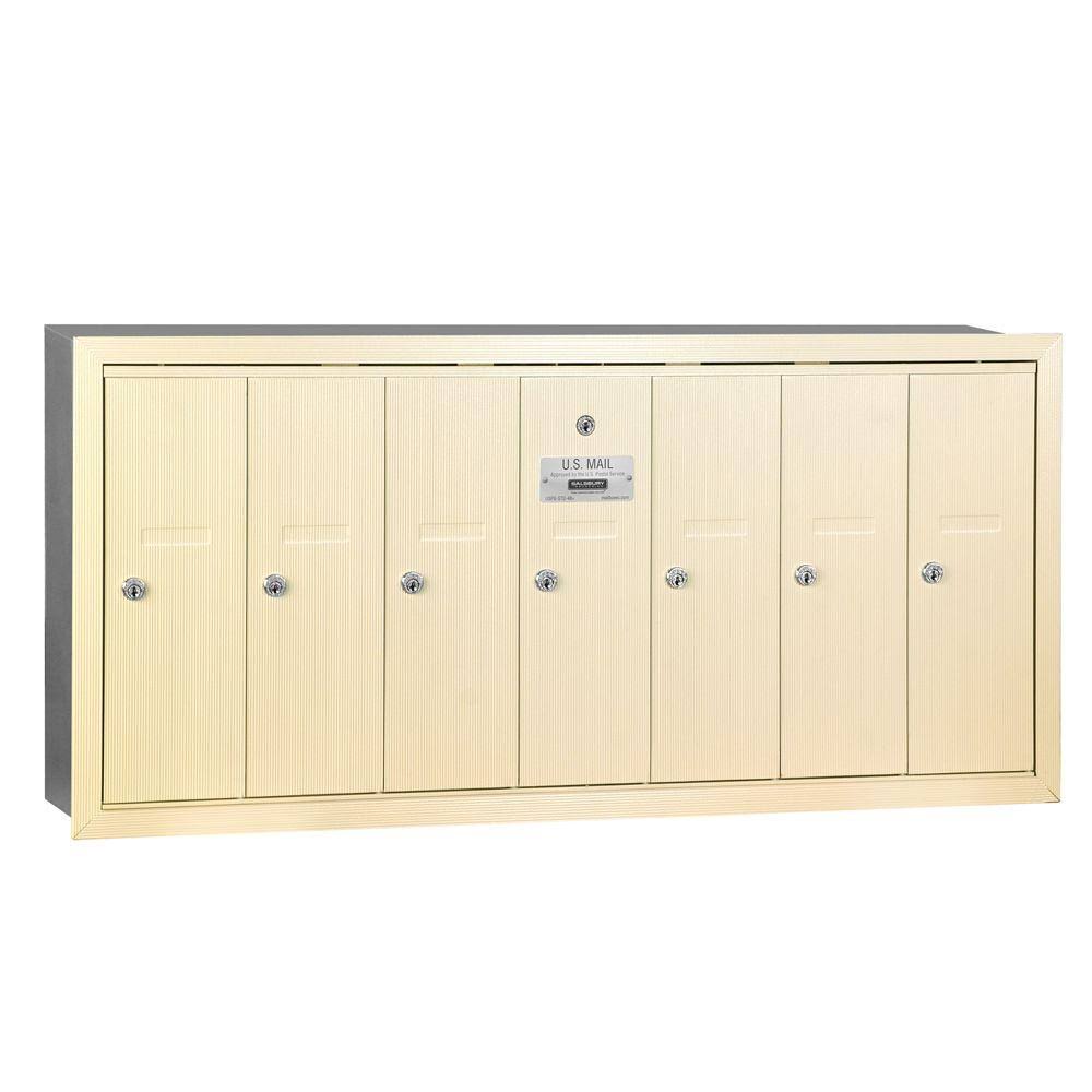 7 Door Sandstone Recessed Mounted Vertical Mailbox P9553