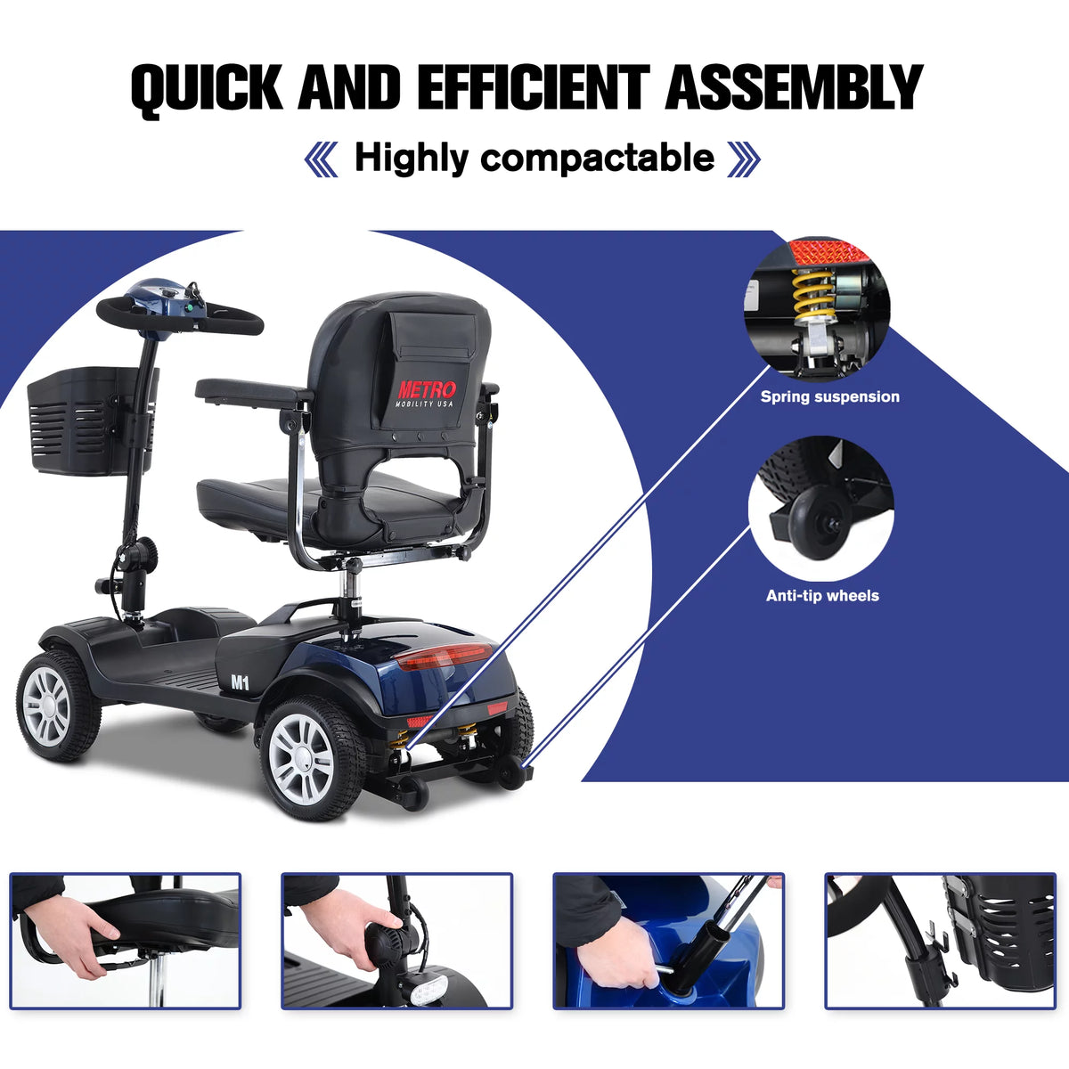 Blue Electric Mobility Scooter with Basket R888879