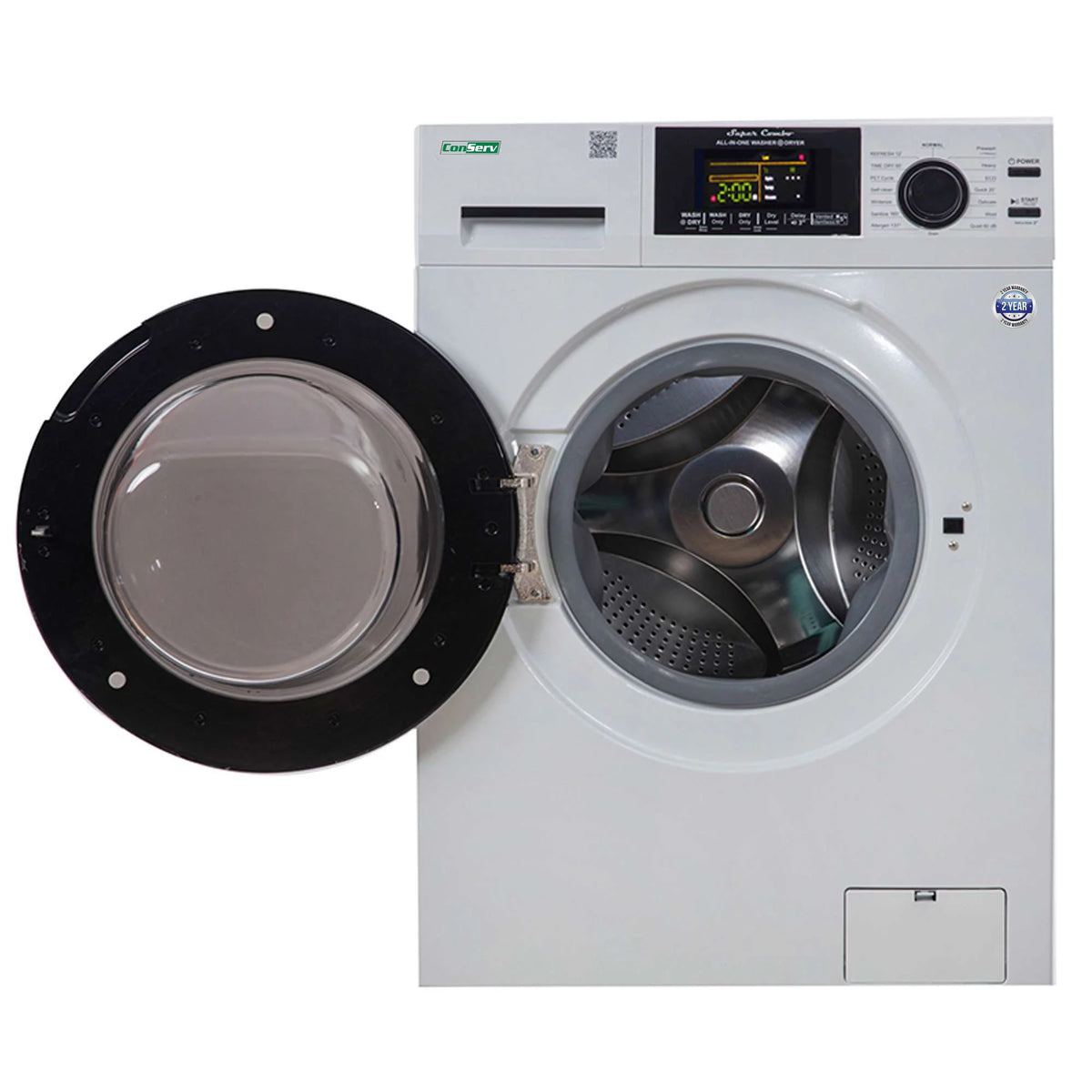 15 lbs Compact Washer Dryer Combo with Pet Cycle in White W35984