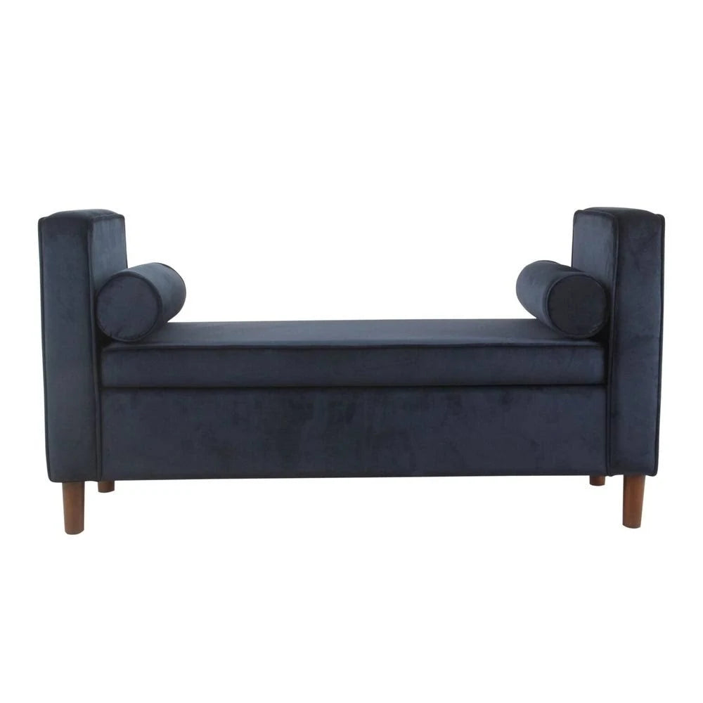Dark Navy Velvet Storage Bench W60448