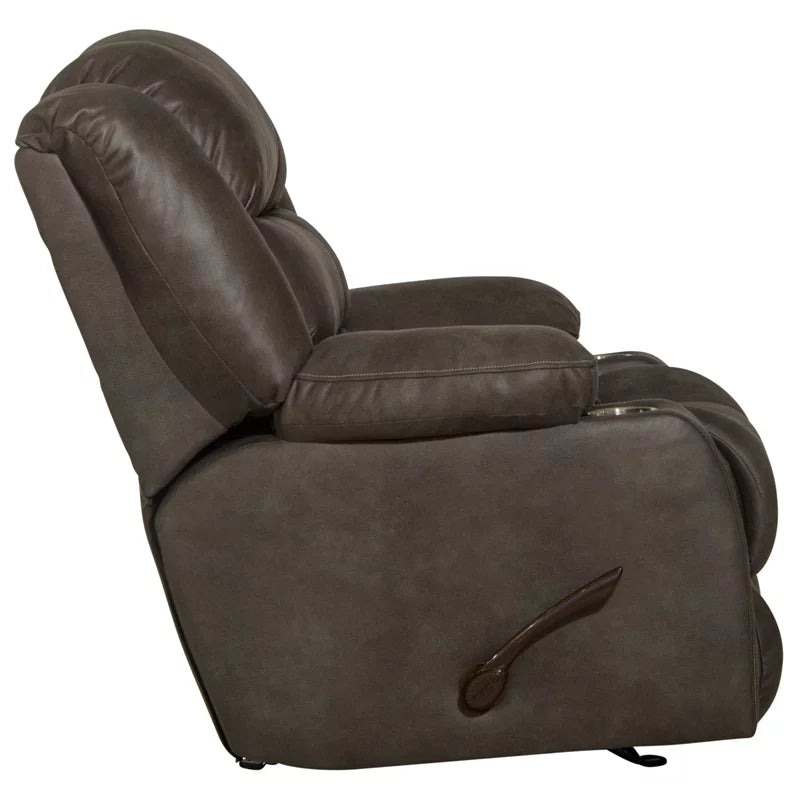 Gray Polyester Rocker Recliner with Dual Cupholders P86132