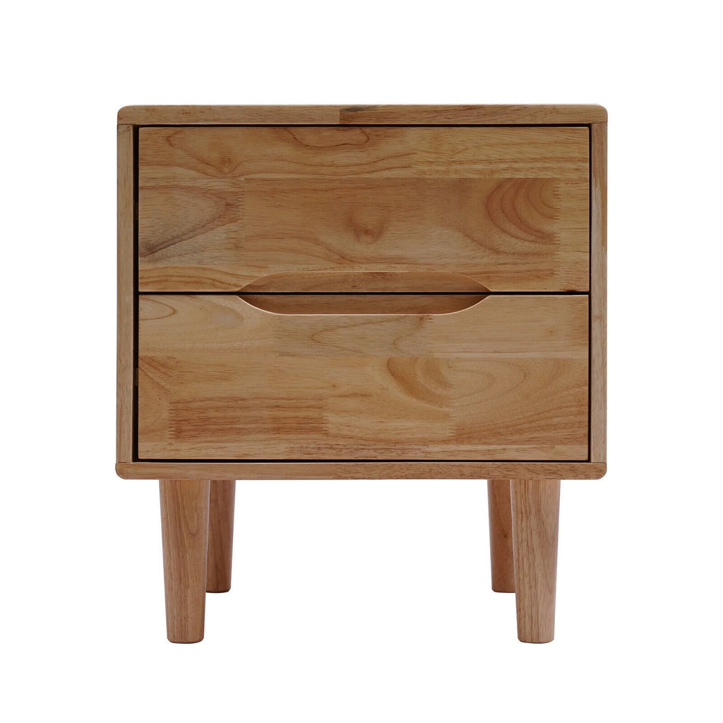 Mid Century Wood Nightstand with 2 Drawers R69606