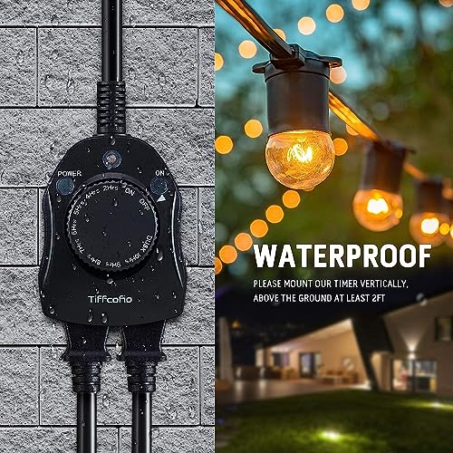 Outdoor Light Sensor Timer, 2 Grounded Outlets, 15A 1/2HP G45439