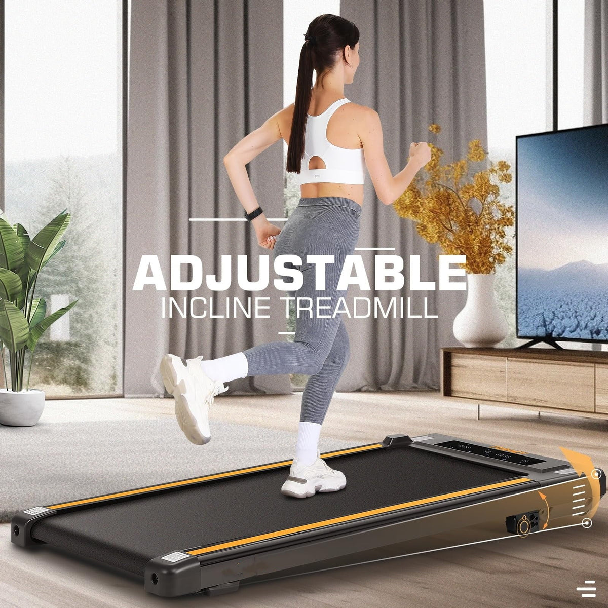 Under Desk Treadmill with Remote Control, LED Touch Screen, 300lbs Weight Capacity, Black Z8782