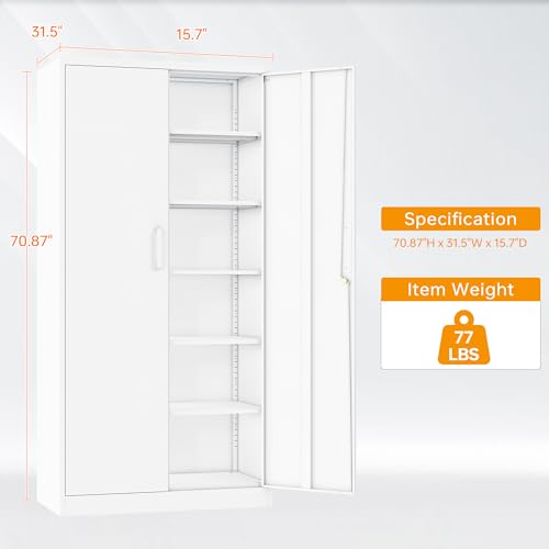 Locking Metal Storage Cabinet with 5 Adjustable Shelves G3607