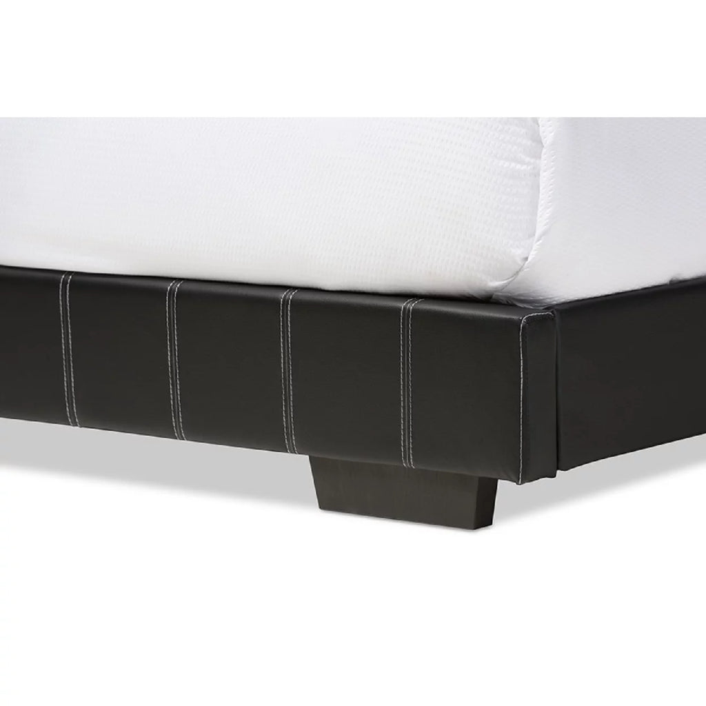 Black Faux Leather Full Size Platform Bed C4870