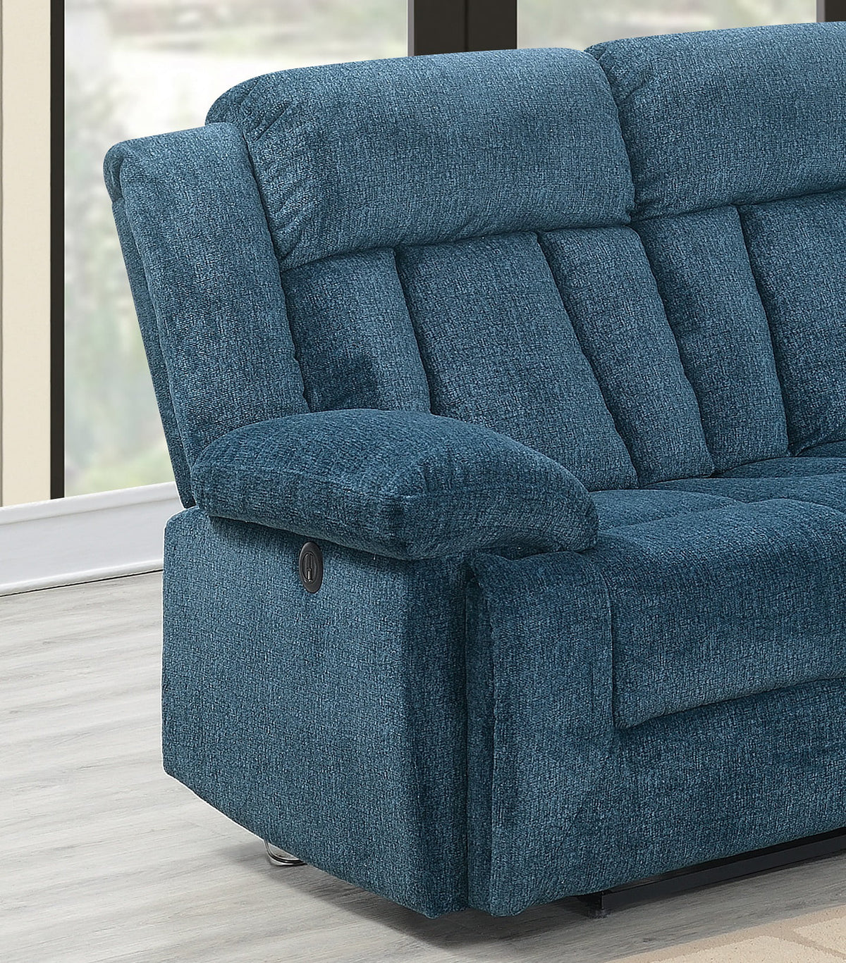 Dark Blue Chenille Reclining Sectional Sofa Set 3pcs T8318