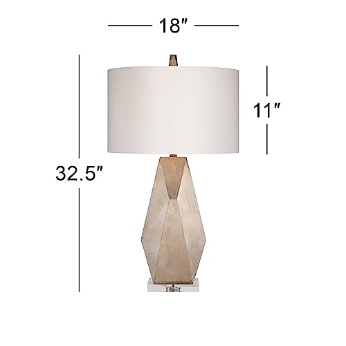 32 1/2" Tall Geometric Mid Century Modern End Table Lamps Set of 2 Champagne Gold J4175